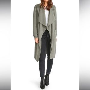 NWT BB DAKOTA TRENCH REVOLUTION WATERFALL LAPEL KNIT COAT IN ARMY GREEN LG